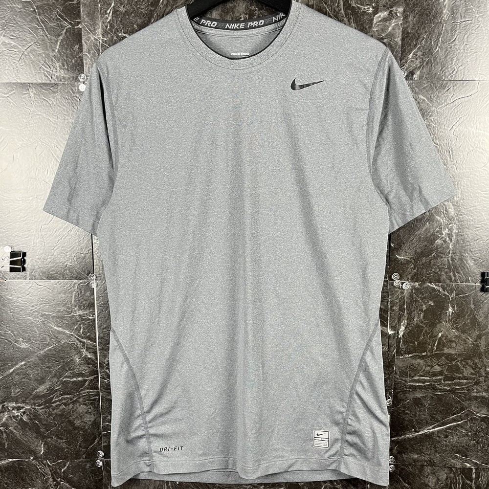 Nike Men's Grey Dri-Fit Pro Running Fitted Shirt Medium